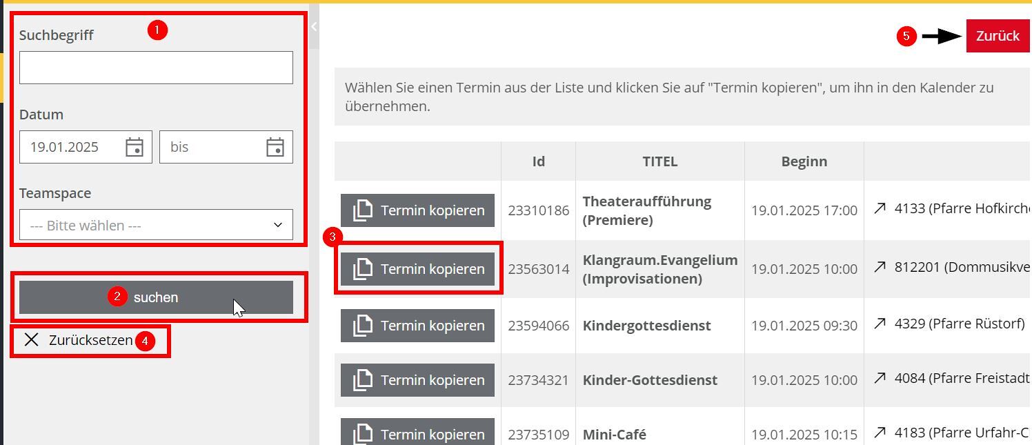 Termin kopieren